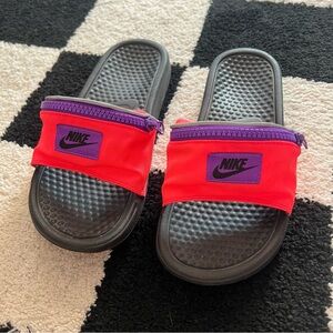 Nike fanny pack zipper pouch slides neon pink